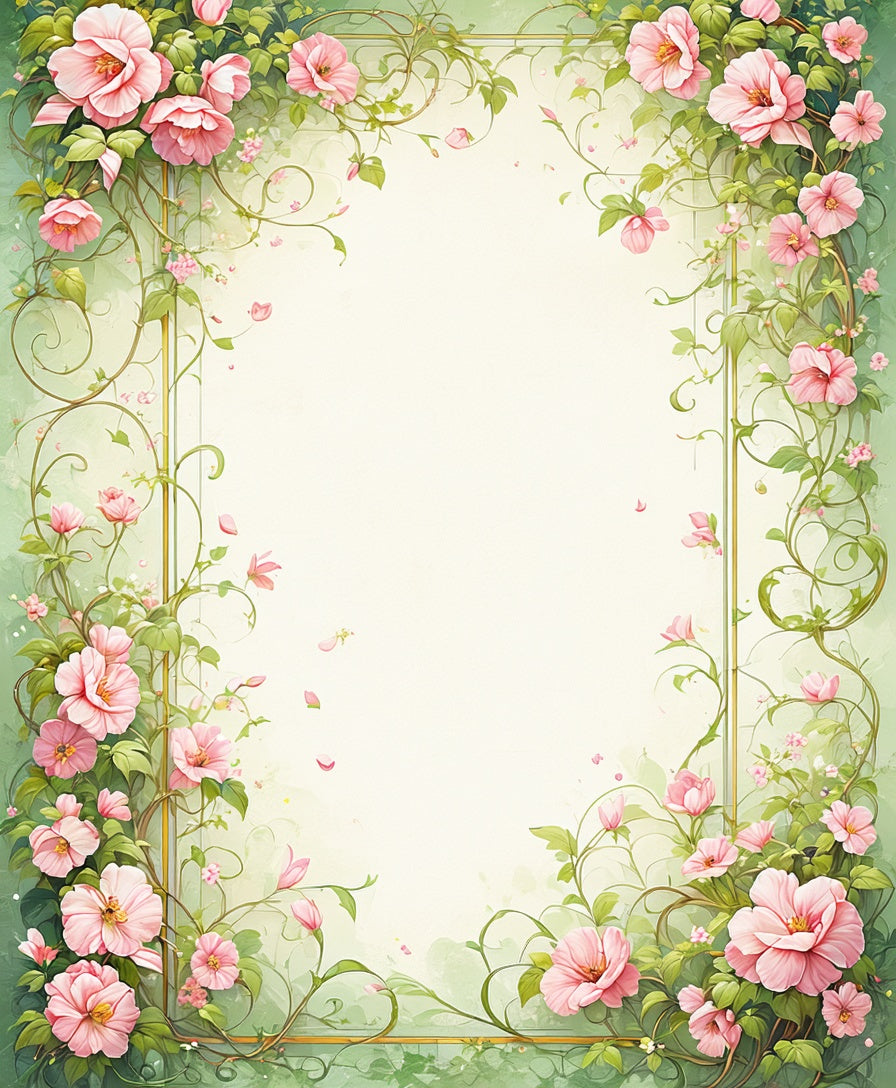 Charming Pink Floral Accent Background Rug