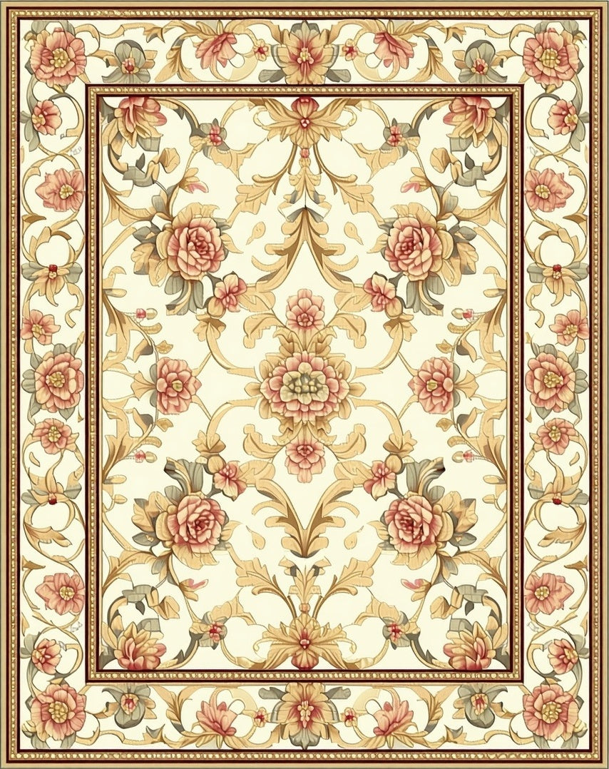 Floral Scrollwork Vintage Pattern Rug