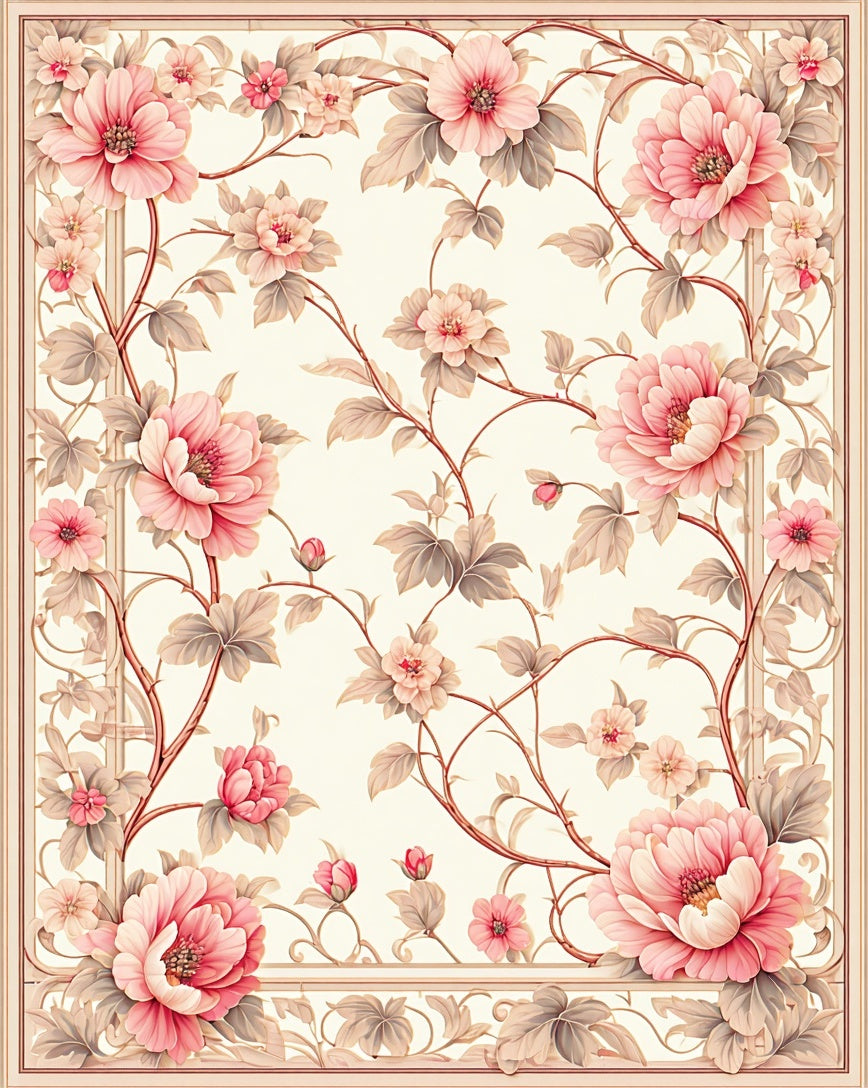 Vintage Floral Vine Design Rug