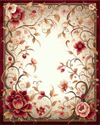 Regal Floral Vine Border Design Rug