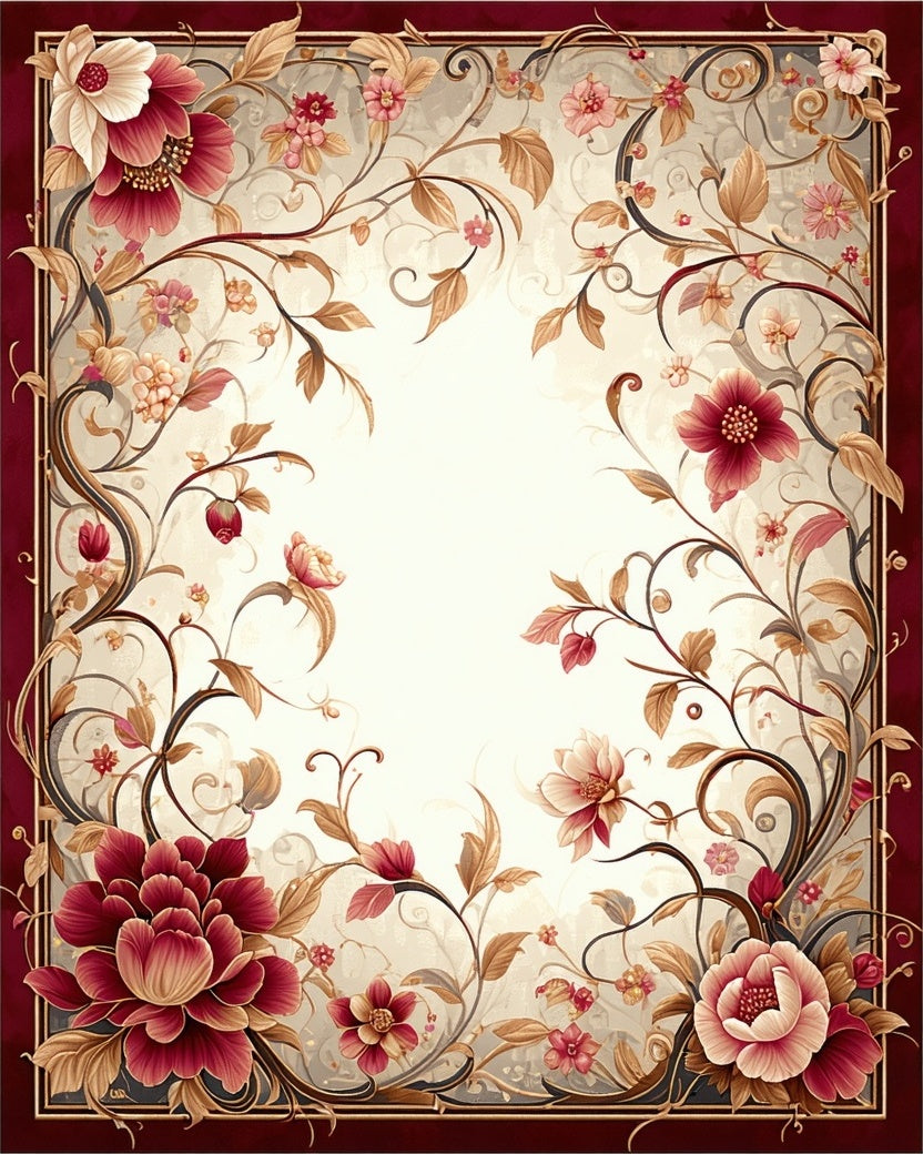 Regal Floral Vine Border Design Rug