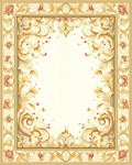 Ornate Gold Floral Flourish Design Rug