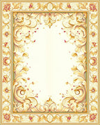 Ornate Gold Floral Flourish Design Rug