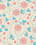 Whimsical Birds Floral Pattern Rug