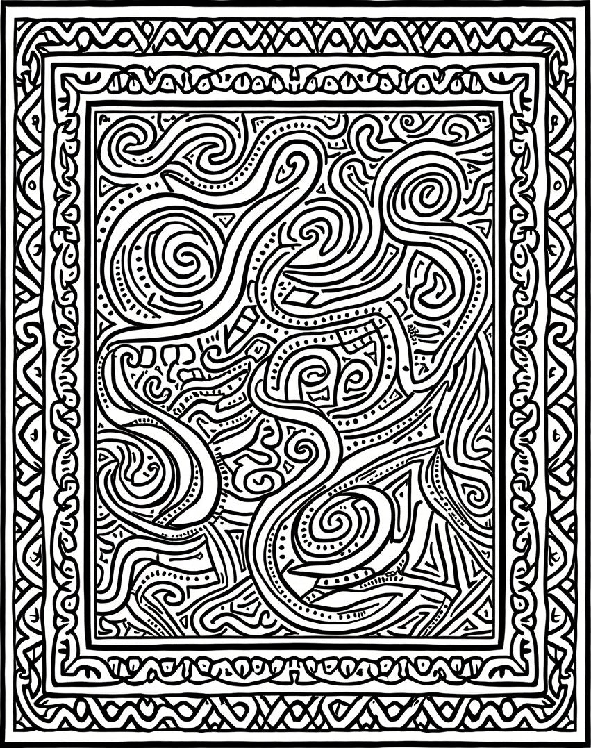 Abstract Swirls Lines Rug