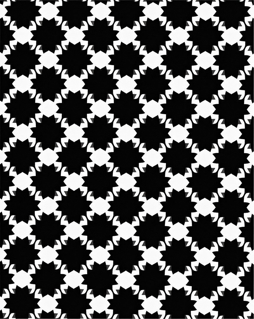 Bold Black White Starburst Pattern Rug