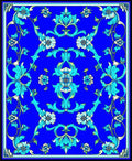 Elegant Blue Floral Scroll Rug