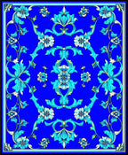 Elegant Blue Floral Scroll Rug