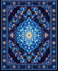 Intricate Blue Ornamental Mandala Rug
