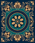 Ornate Floral Mandala Teal Rug