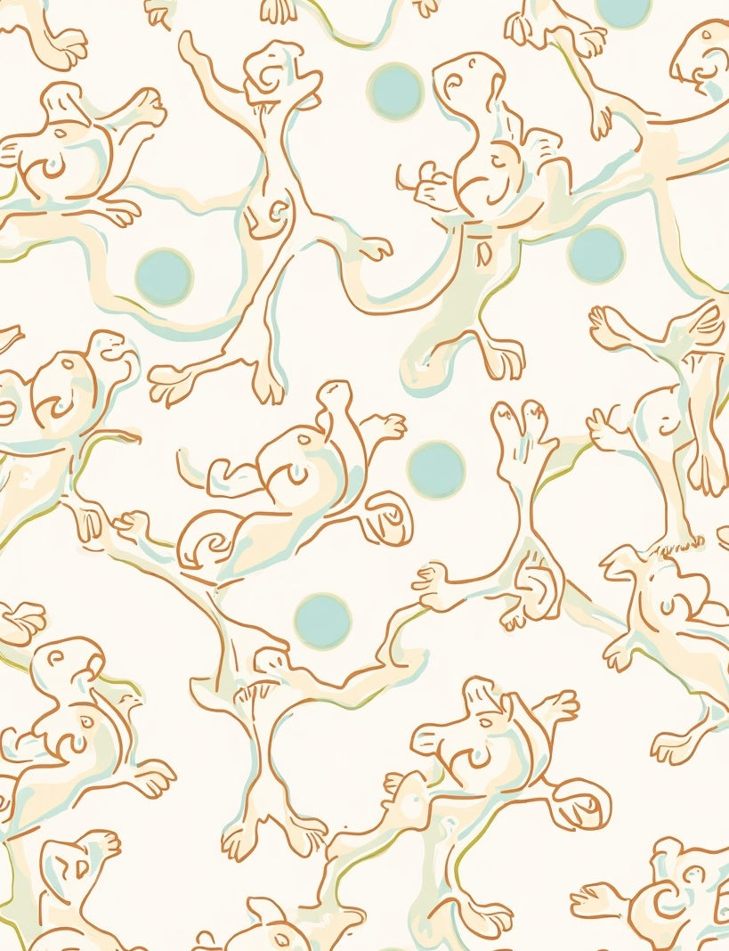 Whimsical Figures On Cream Background Rug