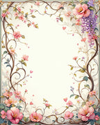 Romantic Floral Vine with Hearts Pattern Rug