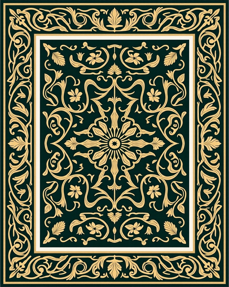 Elegant Floral And Leaf Pattern Rug