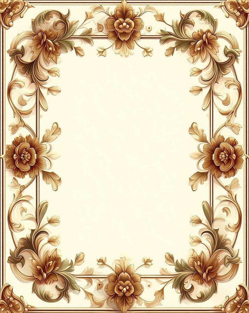 Ornate Floral Scrollwork Decorative Rug