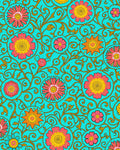 Retro Floral Medallion Teal Design Rug