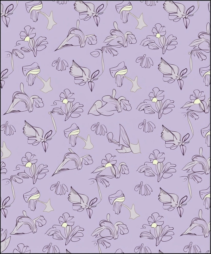 Delicate Floral Outline Pattern Rug