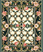 Floral Garden Damask Pattern Rug