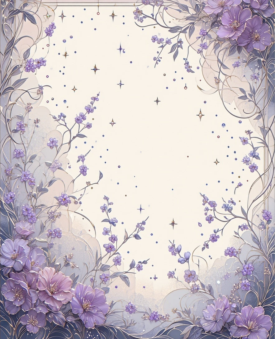 Purple Floral Vines Border Design Rug