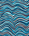 Bold Blue White Wavy Striped Design Rug