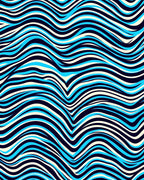 Bold Blue White Wavy Striped Design Rug