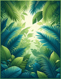 Lush Tropical Jungle Leaf Pattern Rug