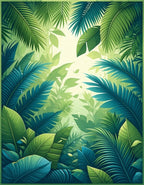 Lush Tropical Jungle Leaf Pattern Rug