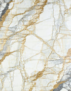 Abstract White Gold Veined Texture Rug
