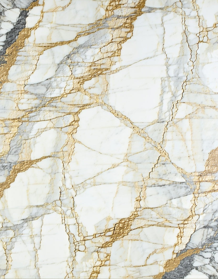 Abstract White Gold Veined Texture Rug