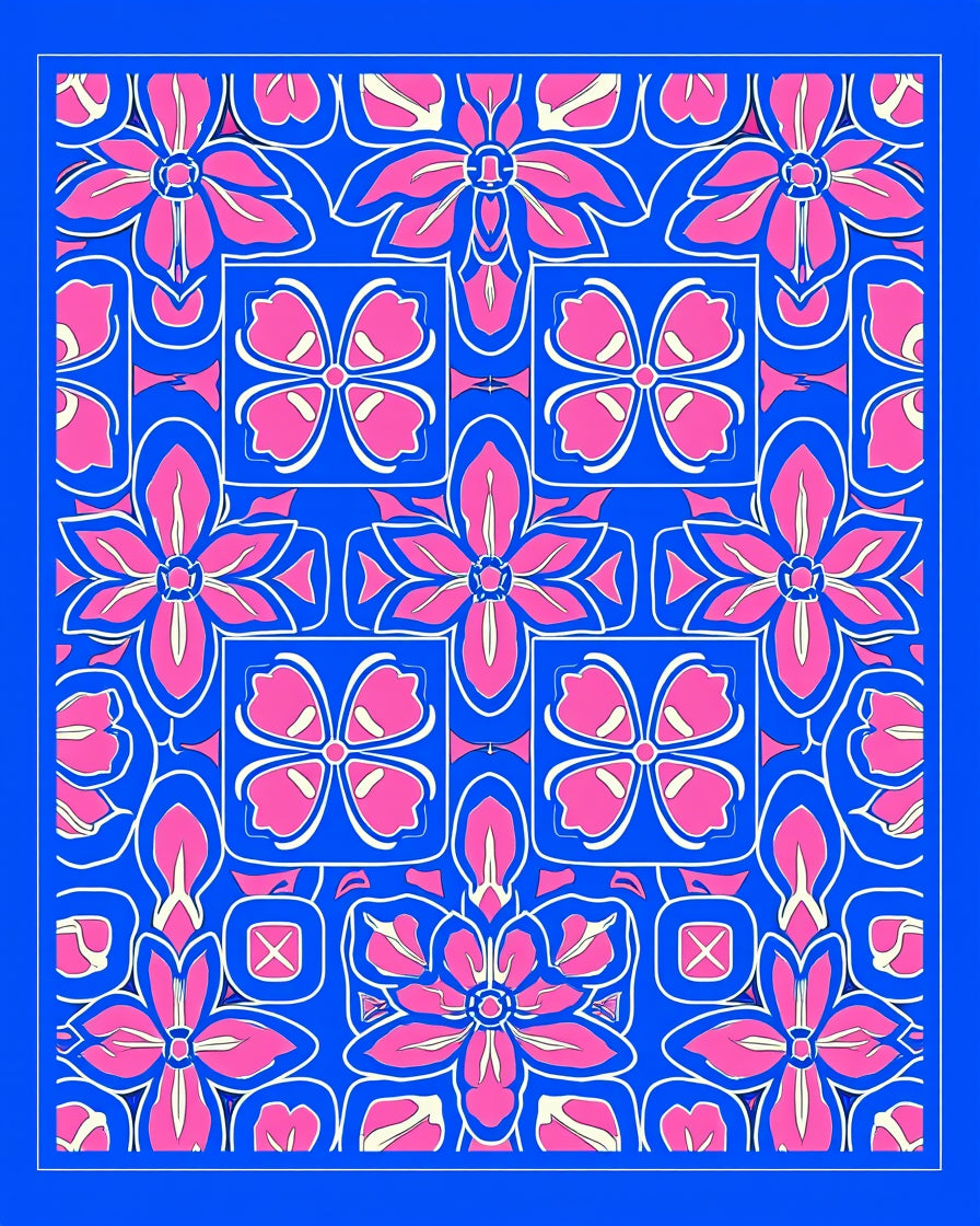 Vibrant Pink Floral Pattern Rug