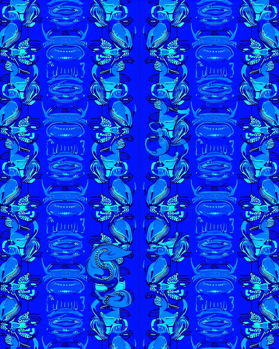 Abstract Blue Organic Flow Design Rug