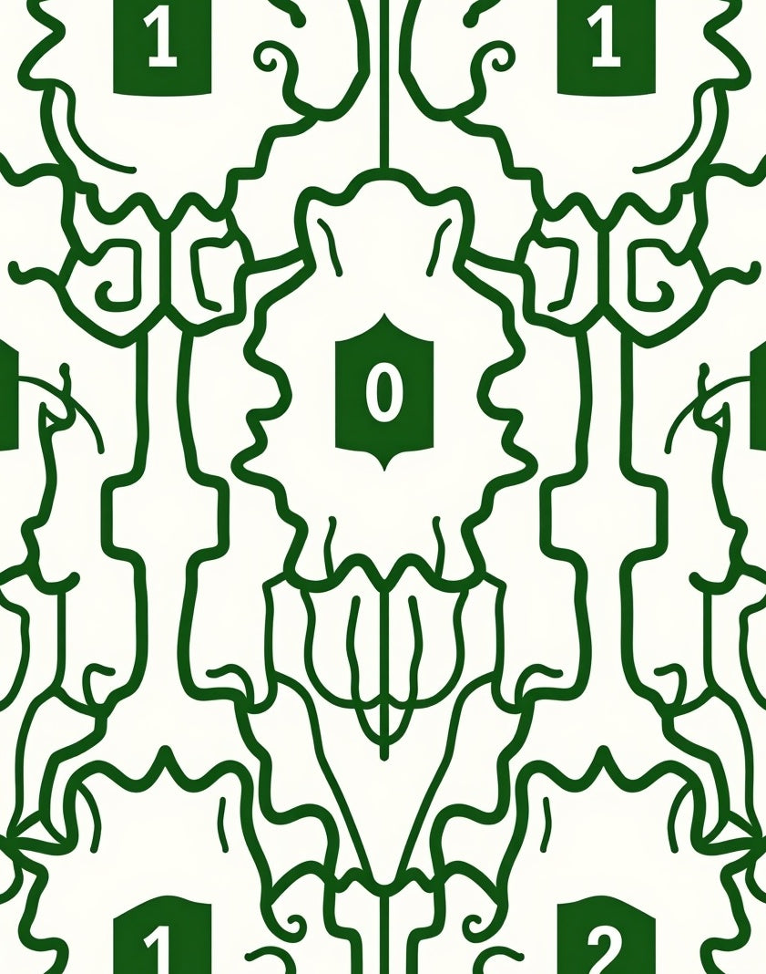 Bold Green White Abstract Motif Rug