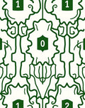 Bold Green White Abstract Motif Rug