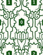 Bold Green White Abstract Motif Rug