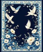 White Birds and White Blossoms Rug