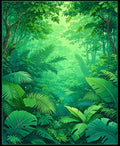 Lush Jungle Leafy Tropical Print Rug
