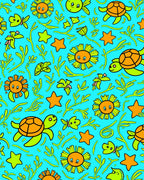 Cute Sea Creatures Stars Pattern Rug