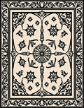 Ornate Black Floral Decorative Pattern Rug