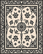 Ornate Black Floral Decorative Pattern Rug