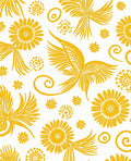 Yellow Sunny Floral Bird Pattern Rug