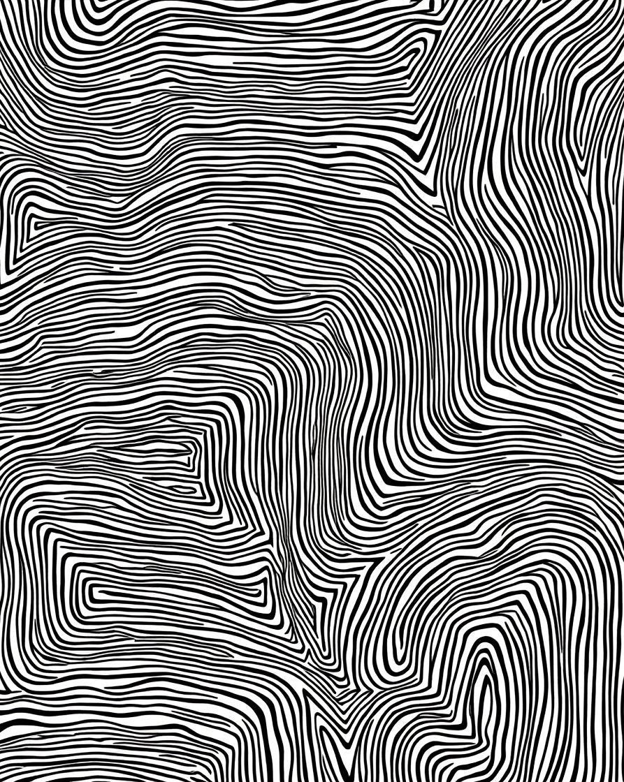 Abstract Black White Contour Pattern Rug
