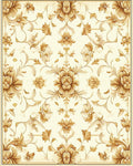 Opulent Floral Scroll Work Design Rug