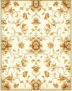 Opulent Floral Scroll Work Design Rug