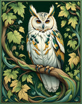 Elegant Owl Leaf Nature Pattern Rug