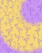 Whimsical Flamingo Sketch Pattern Rug