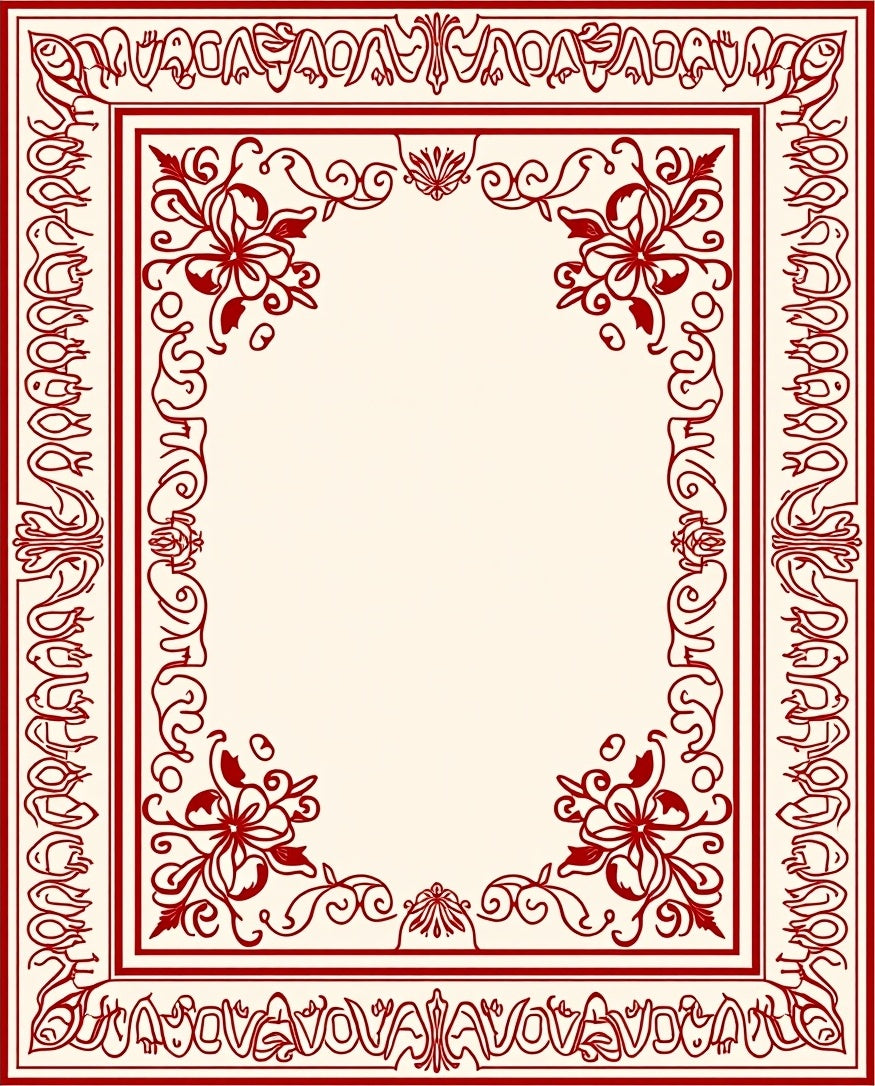 Classic Red Floral Border Design Rug