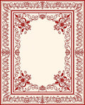Classic Red Floral Border Design Rug