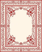 Classic Red Floral Border Design Rug