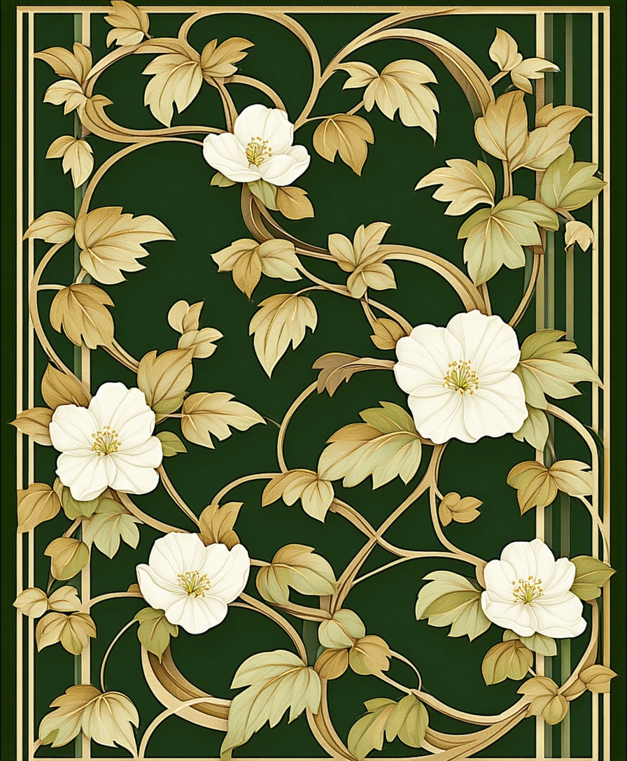Elegant Floral Vine Pattern Rug