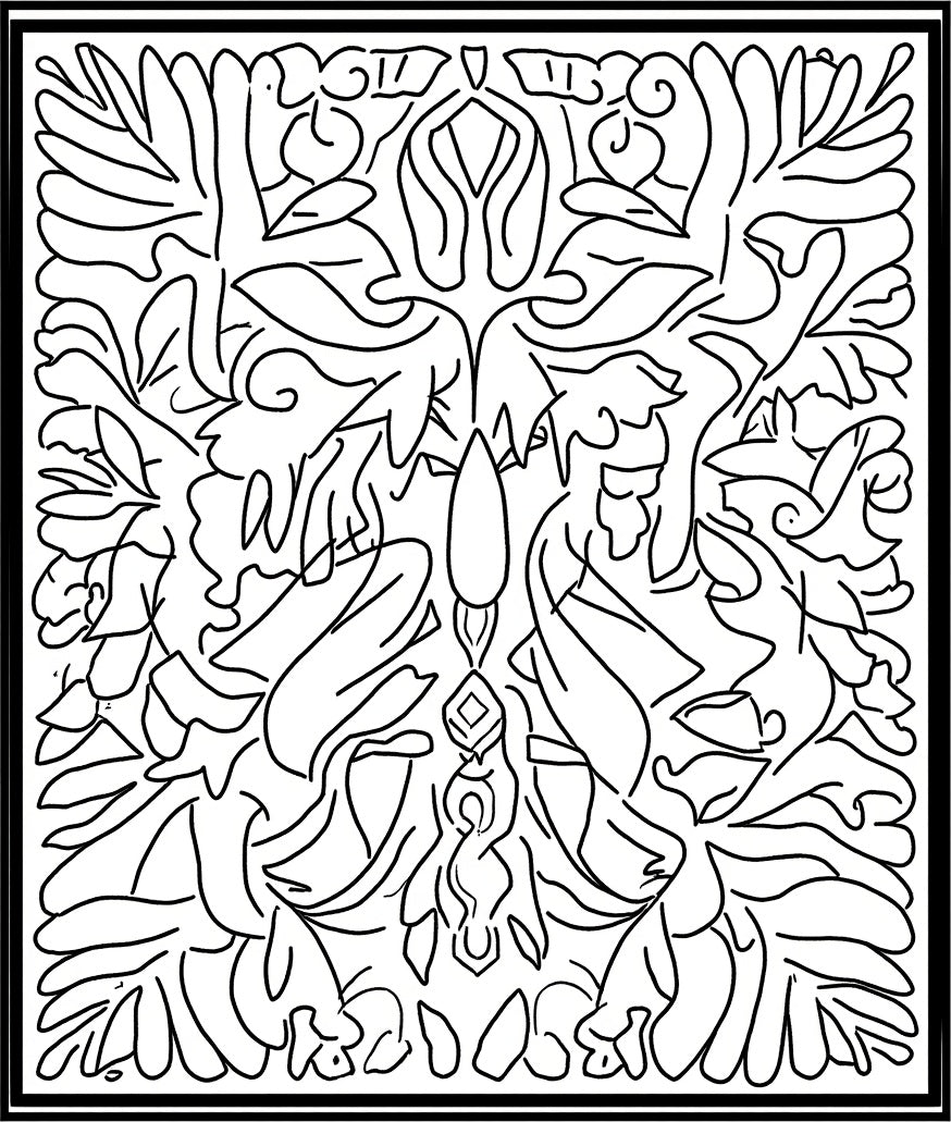 Abstract Floral Line Art Design Rug