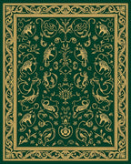 Vintage Golden Tiger Floral Scrollwork Design Rug